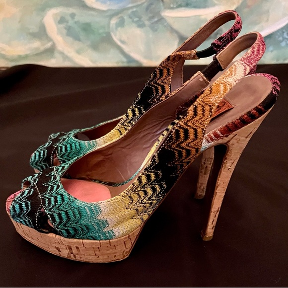Missoni Slingback 5” Cork Heels Made in Italy w/Dust Bag Size 37 - Picture 2 of 5